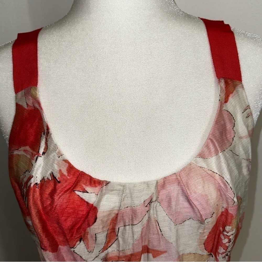 NEW Loft Ann Taylor Linen Watercolor Hibiscus Floral Dress size 10 - Picture 3 of 12